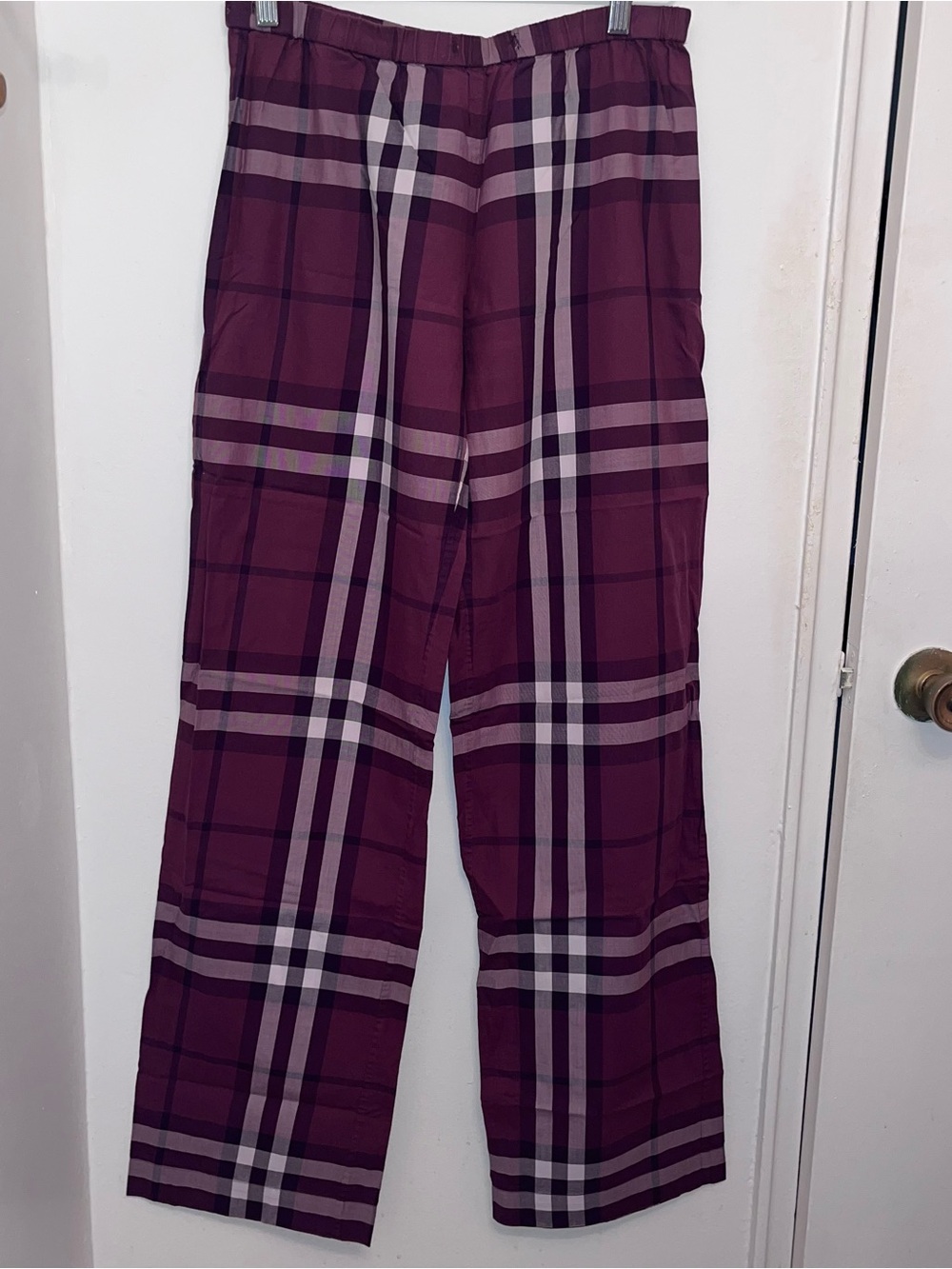 Burberry Purple Plaid Wide-Leg Pyjama Bottoms M
